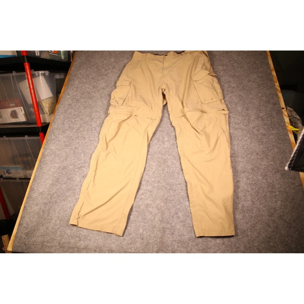 REI Sahara Convertible Hiking Cargo Pants Mens XL x 32L Tan Nylon Zip Off Shorts
